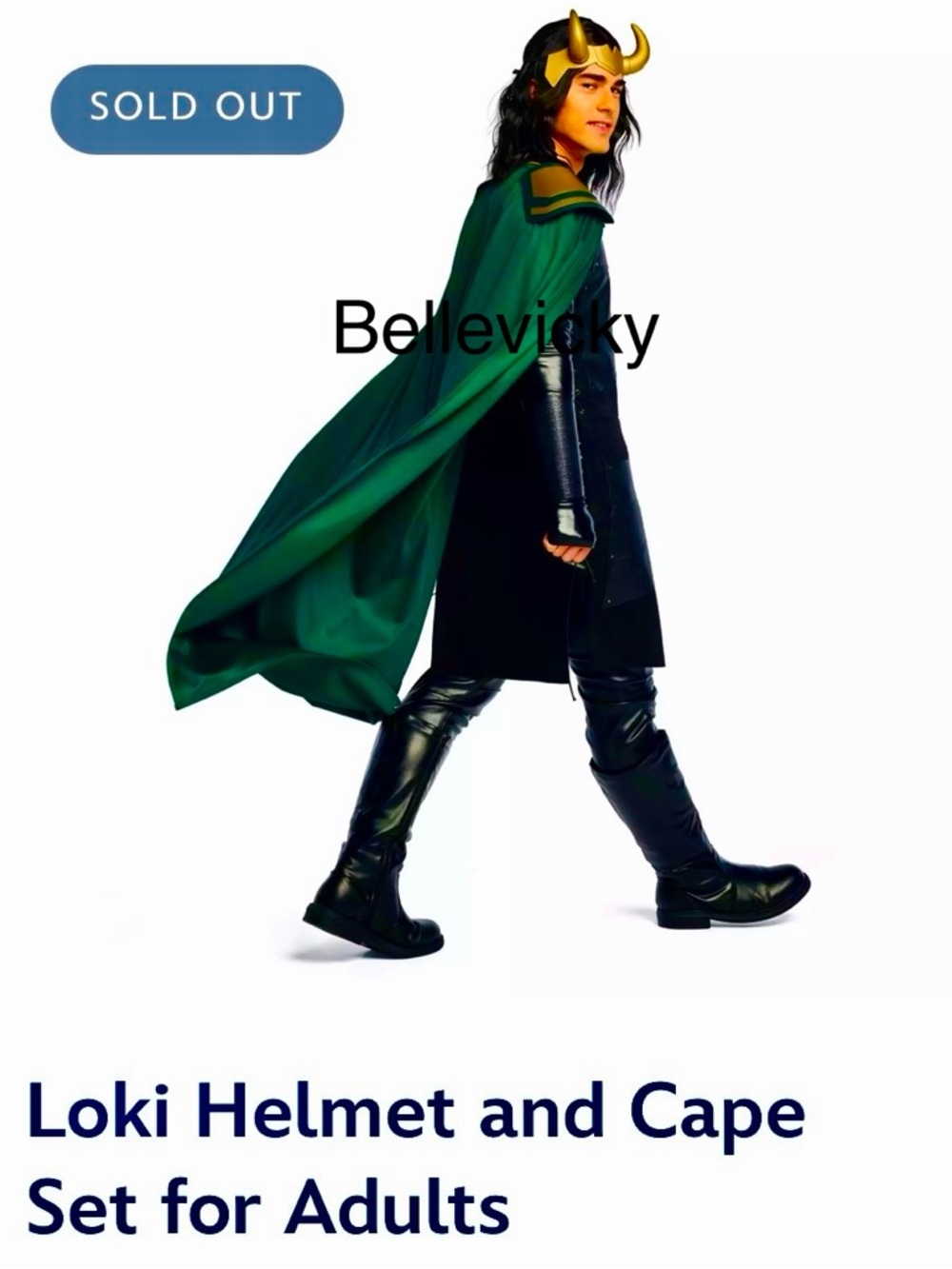 Disney Parks Marvel Loki Adult Costume Cape Helmet New W/T Halloween 🎃 SOLD OUT
